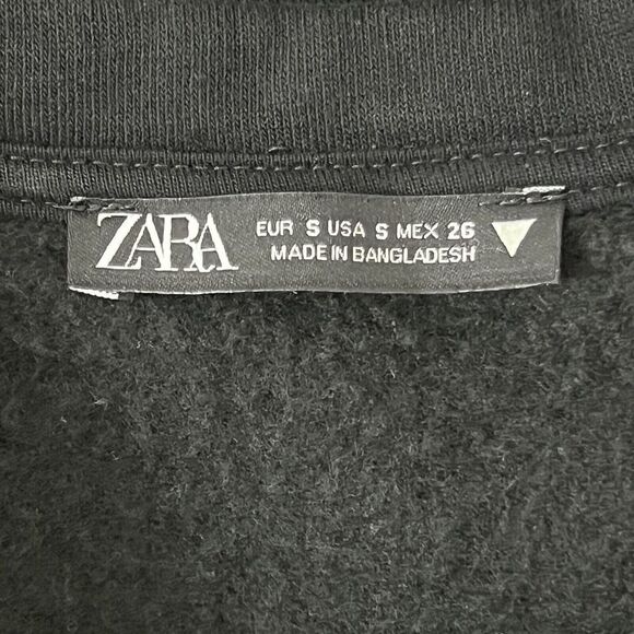 Zara Womens Size Small Black Pullover Sweatshirt Tunic Top - Picture 4 of 4